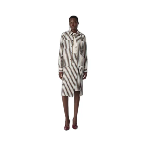 Cotton And Linen Stripe Skirt