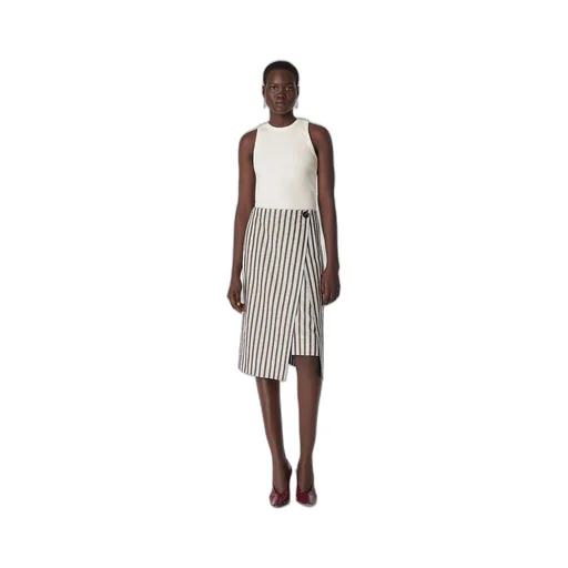 Cotton And Linen Stripe Skirt