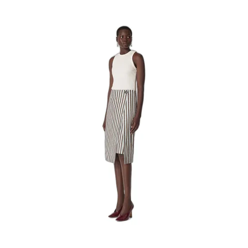 Cotton And Linen Stripe Skirt