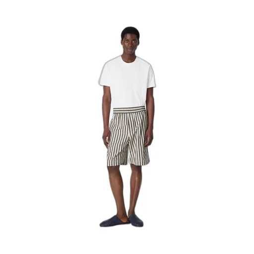 Stripe Cotton And Linen Shorts