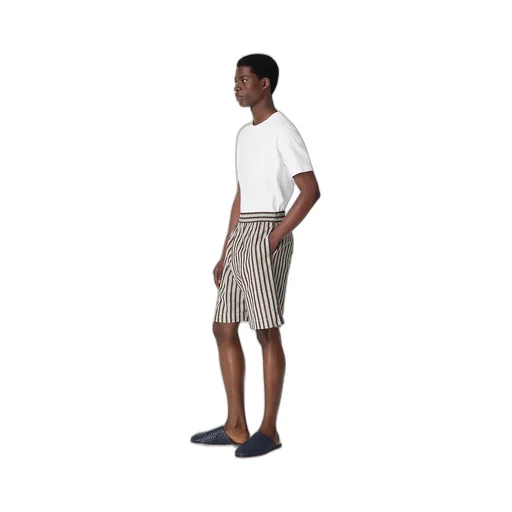 Stripe Cotton And Linen Shorts