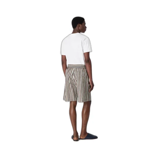 Stripe Cotton And Linen Shorts