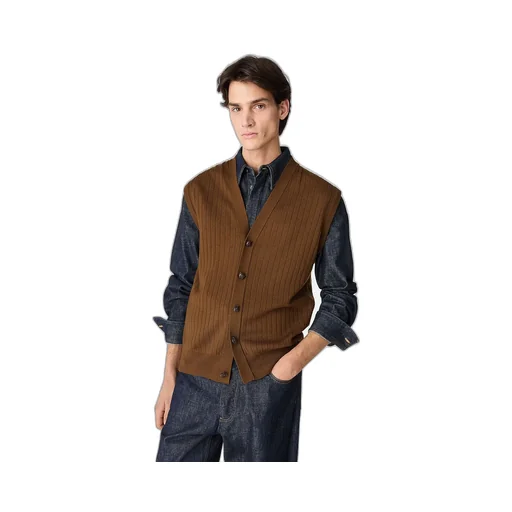 Wool Rib Cardigan Gilet
