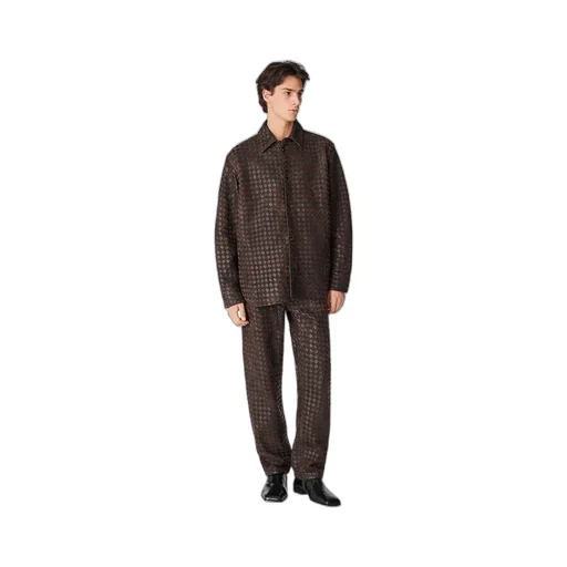 Intrecciato Leather And Suede Shirt