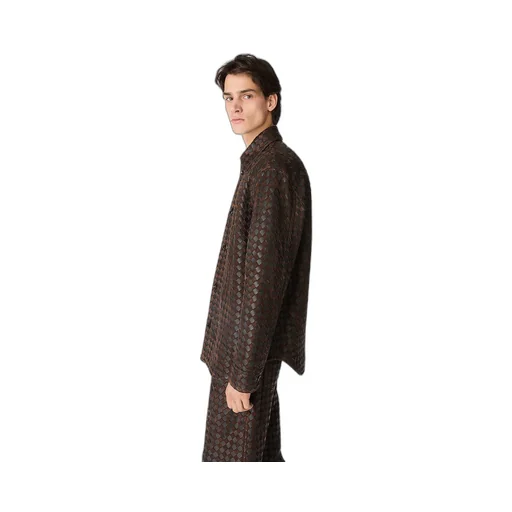 Intrecciato Leather And Suede Shirt