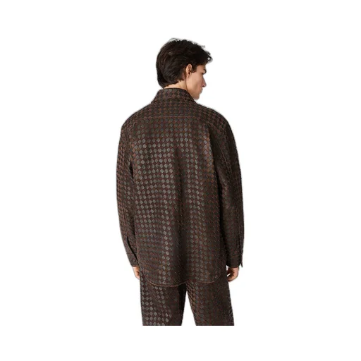 Intrecciato Leather And Suede Shirt