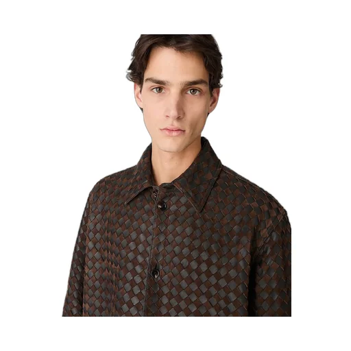 Intrecciato Leather And Suede Shirt
