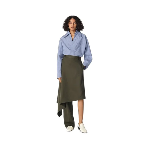 Wool Subtle Stripe Skirt Trousers