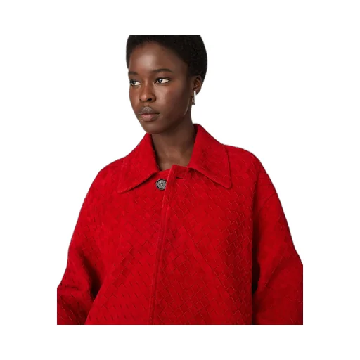 Intrecciato Suede Leather Coat