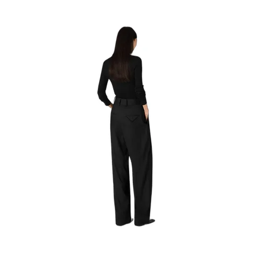 Viscose And Silk Twill Straight Trousers