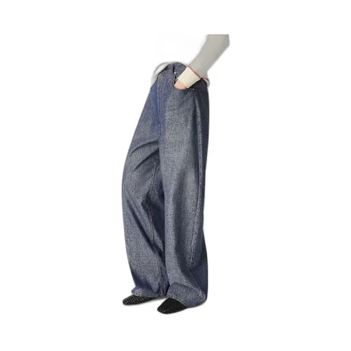 Denim Jacquard Wide Leg Trousers