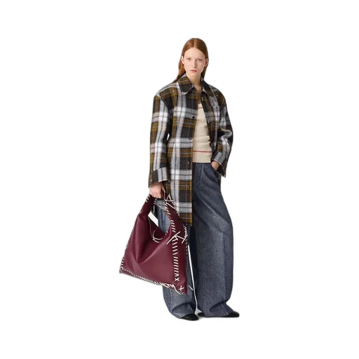Denim Jacquard Wide Leg Trousers