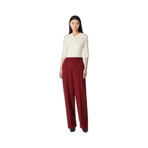 Wool Subtle Stripe Wide Trousers