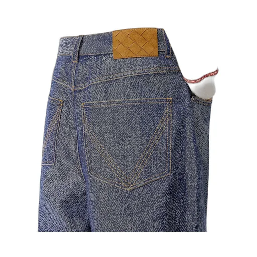 Denim Jacquard Wide Leg Trousers
