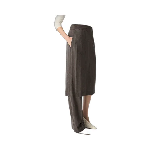 Wool Subtle Stripe Skirt Trousers