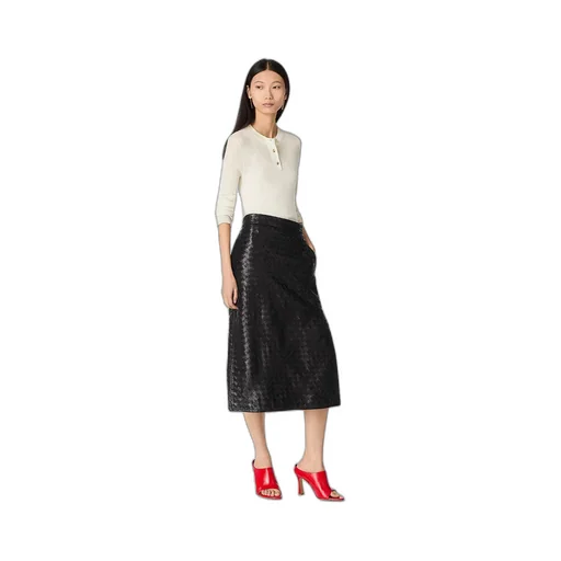 Intrecciato Leather Skirt