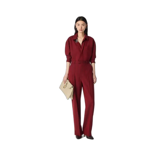Wool Subtle Stripe Wide Trousers