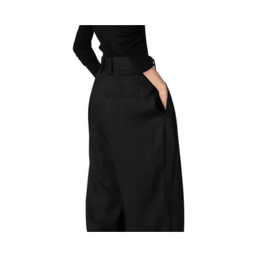 Viscose And Silk Twill Straight Trousers