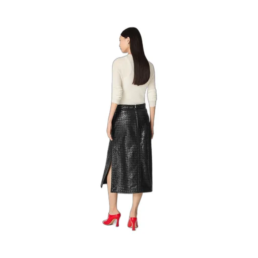 Intrecciato Leather Skirt