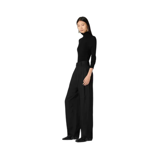 Viscose And Silk Twill Straight Trousers