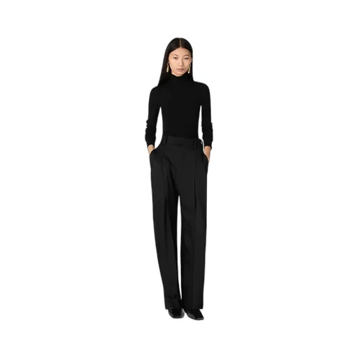 Viscose And Silk Twill Straight Trousers