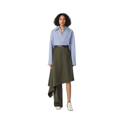Wool Subtle Stripe Skirt Trousers