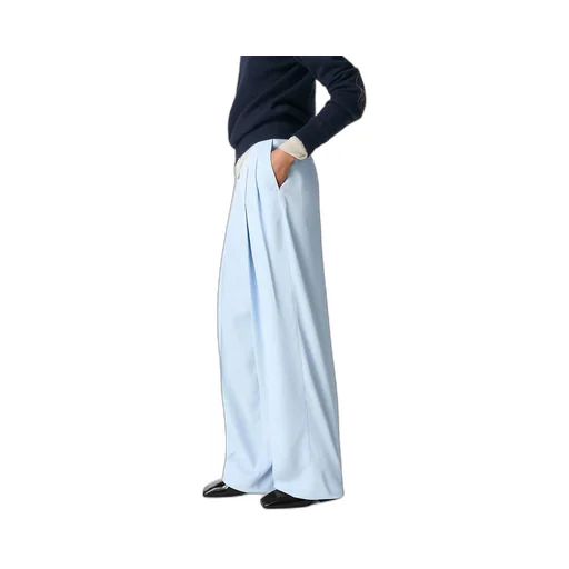Viscose And Silk Twill Straight Trousers