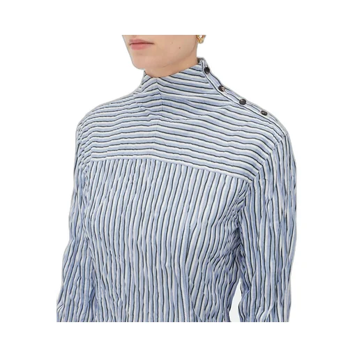 Striped Technical Viscose Crinkled Dress