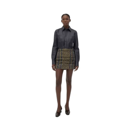 Check Pressed Wool Skirt