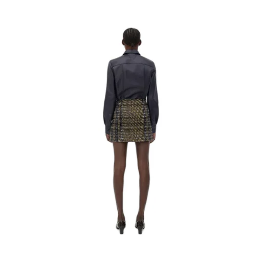 Check Pressed Wool Skirt