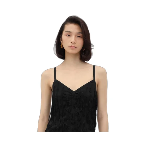 Fringed Fil Coupe Crepe Dress