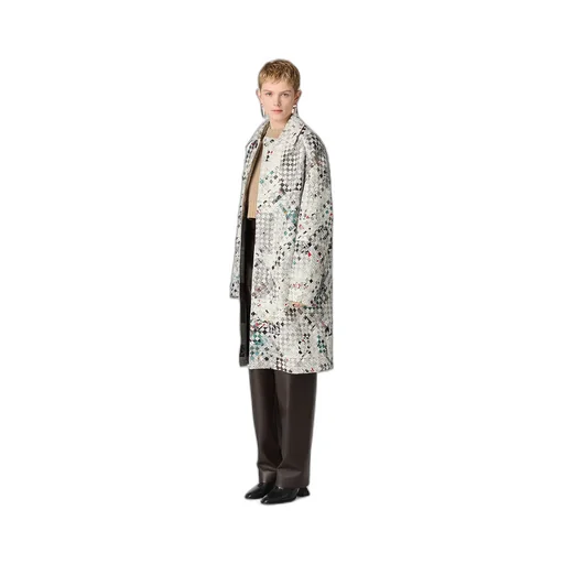 Printed Intrecciato Leather Coat