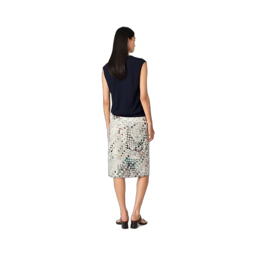 Printed Intrecciato Leather Skirt
