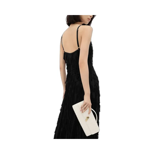 Fringed Fil Coupe Crepe Dress