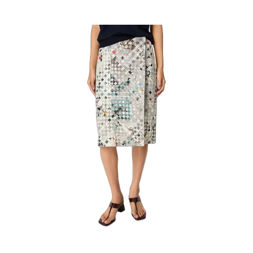 Printed Intrecciato Leather Skirt