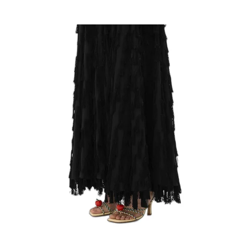 Fringed Fil Coupe Crepe Dress
