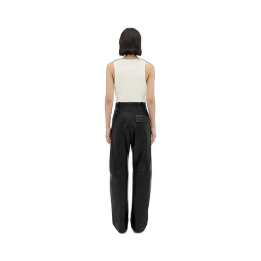 Leather Rounded Leg Trousers
