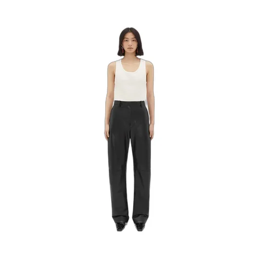 Leather Rounded Leg Trousers