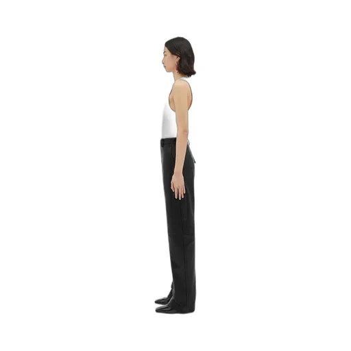 Leather Rounded Leg Trousers