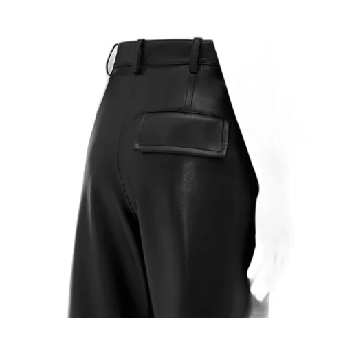 Leather Rounded Leg Trousers