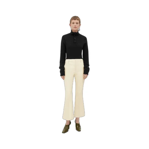Leather Cropped Flared Trousers