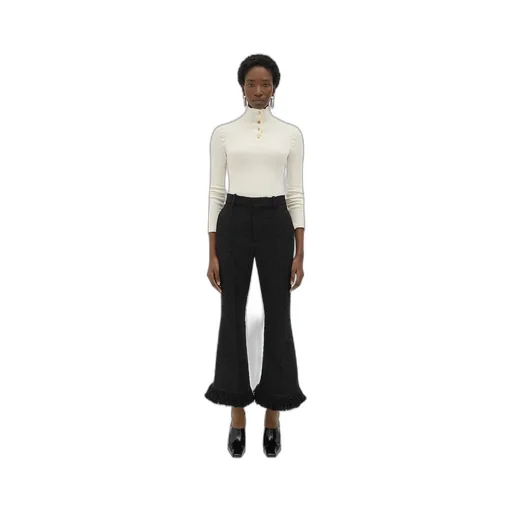 Light Cotton Tweed Fringed Trousers