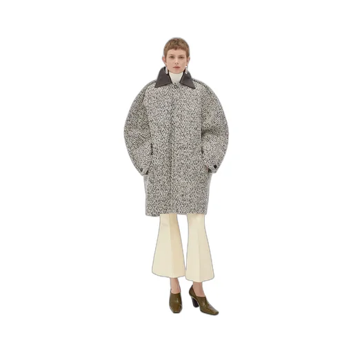 Wool Boucle Chevron Coat