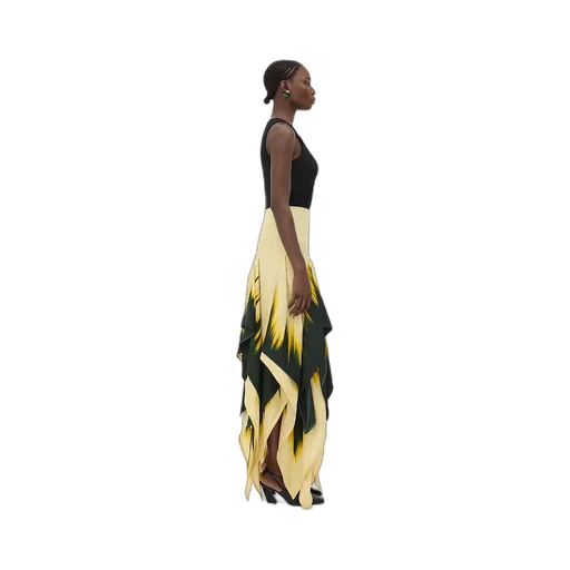 Viscose Degrade Petal Print Skirt