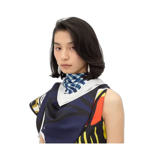 Printed Silk Check Foulard