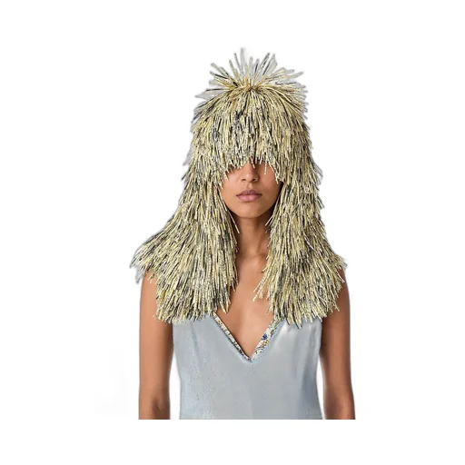 Newspaper Printed Leather Long Headpiece