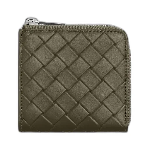Intrecciato Stamp Square Zip Around Wallet