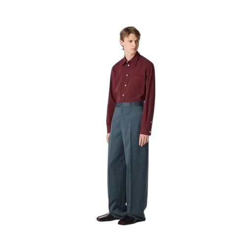 Wool Subtle Chevron Straight Trousers