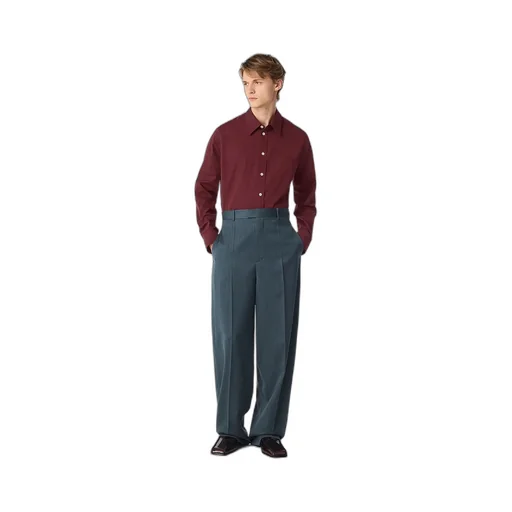 Wool Subtle Chevron Straight Trousers