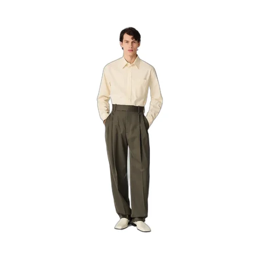 Wool Subtle Chevron Straight Trousers